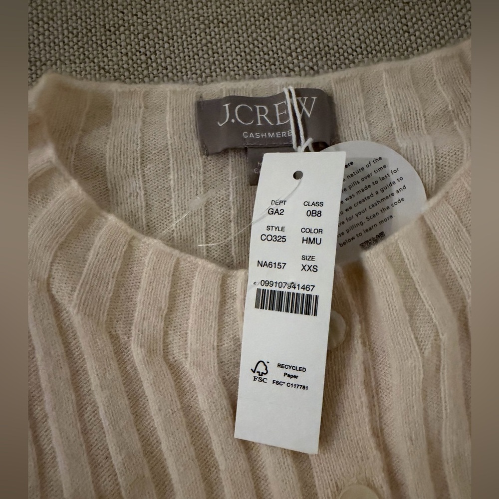 J‎ CREW Wide-rib cashmere cardigan CO325 $178 - Picture 6 of 6
